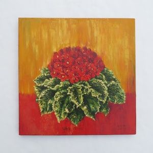 African Violet Love Story Painting Oil on Canvas